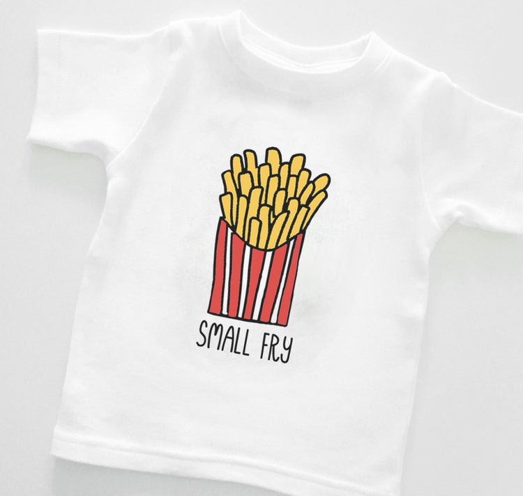small fry red pink and blue organic cotton french fries baby onesie toddler shirt